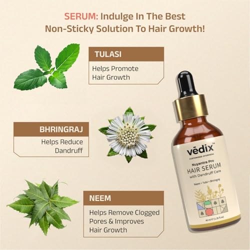 Vedix Customized Hair Fall & Dandruff Control Regimen For Normal/Oily Hair - Anti Hair Fall Oil Hibiscus + Eclipta - Anti-Hairfall Shampoo - Nuyantra Pro Hair Growth Serum X Dandruff Care - Image 4