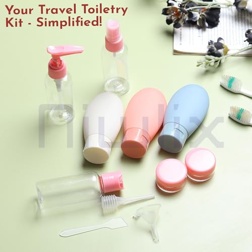 Niwlix Polypropylene Pack of 11 Travel Bottles For Toiletries Travel Essentials for women Toiletry Bottles For Travelling For Shampoo Cream Handwash Lotion Storage Bottle accessories women, 60 Ml - Image 2