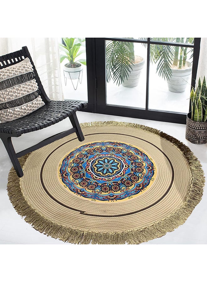 HOME TASTE Hometaste Natural Jute Braided Carpet Mats Rug Mat Yoga Mat Round Shape Anti Slip Backing Heavy Carpet Runner For Living Room Bedroom Carpet Jute (Big_100X100Cm) 