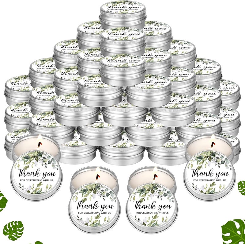 MTLEE 50 Pcs Wedding Candles Gift Favors for Guests 1 Oz Lavender Scented Soy Wax Aromatherapy Candle Favors for Bridal Shower Rustic Wedding Party Guests(Fresh Leaves)