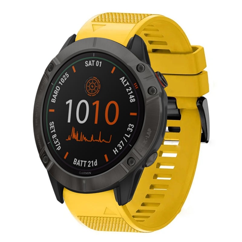 erorex For Garmin Fenix 6X Pro Quick Release 26Mm Silicone Watch Band(Yellow) - Image 1