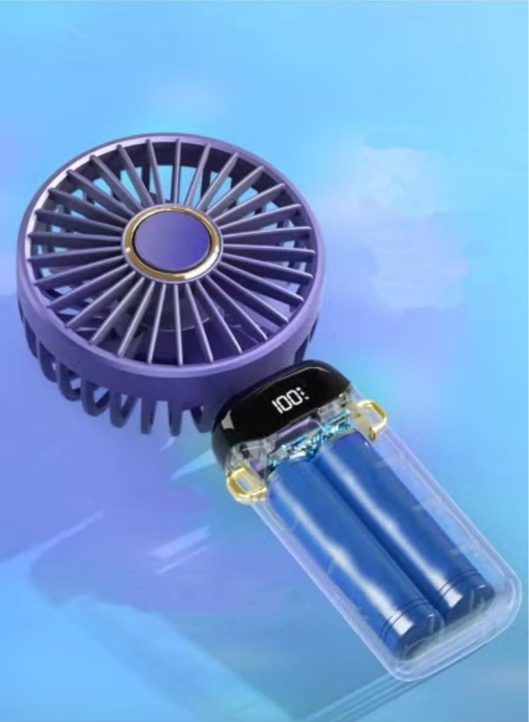 Captaintech Foldable Dual-Head Handheld Fan – Portable Mini Fan with Neck Strap, Strong u0026 Quiet Cooling | Long Battery Life for Office, Travel u0026 Outdoor Use - Image 2