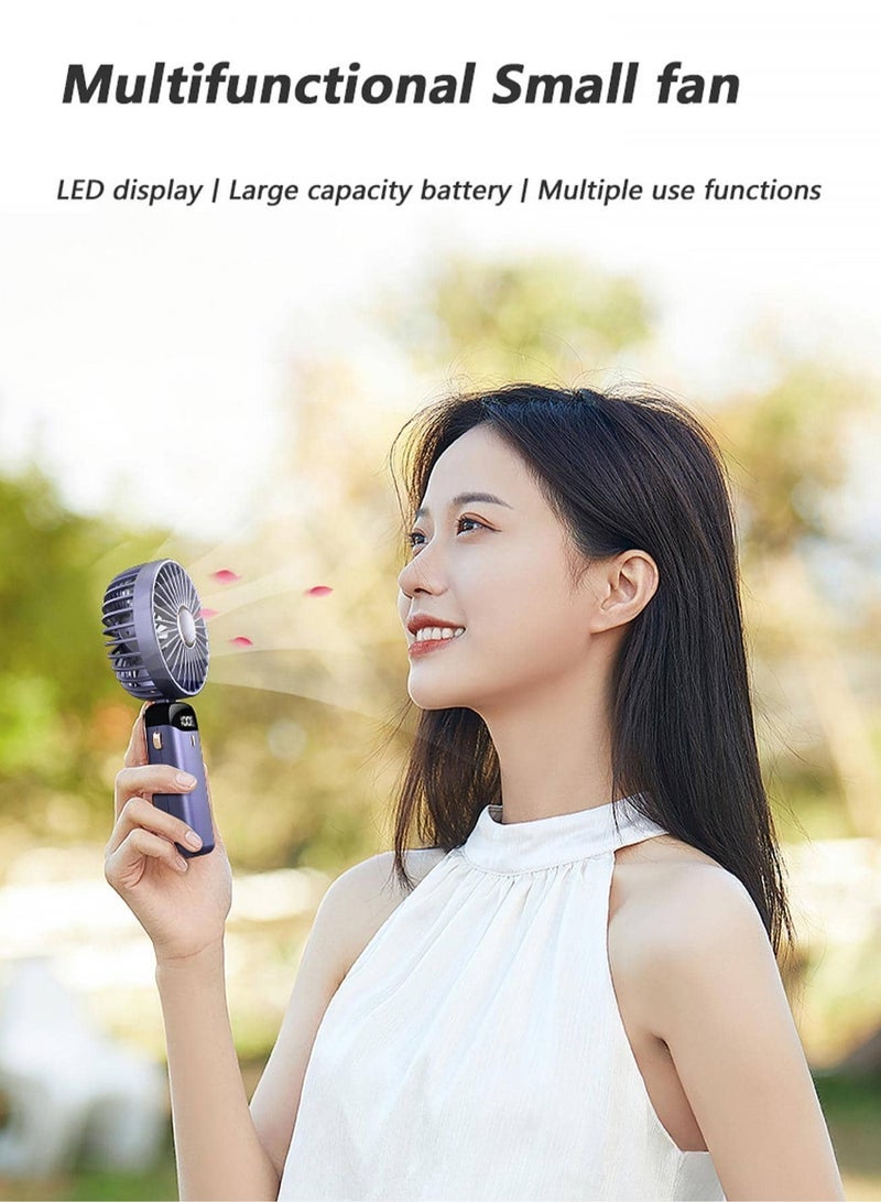 Captaintech Foldable Dual-Head Handheld Fan – Portable Mini Fan with Neck Strap, Strong u0026 Quiet Cooling | Long Battery Life for Office, Travel u0026 Outdoor Use - Image 3