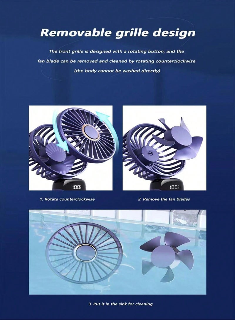 Captaintech Foldable Dual-Head Handheld Fan – Portable Mini Fan with Neck Strap, Strong u0026 Quiet Cooling | Long Battery Life for Office, Travel u0026 Outdoor Use - Image 4