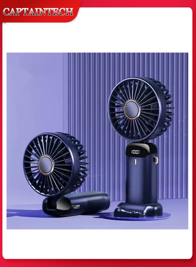 Captaintech Foldable Dual-Head Handheld Fan – Portable Mini Fan with Neck Strap, Strong u0026 Quiet Cooling | Long Battery Life for Office, Travel u0026 Outdoor Use - Image 1