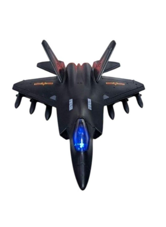 Die-Cast Stealth Fighter Jet Model with LED Cockpit Lighting, Authentic Military Design - Image 1
