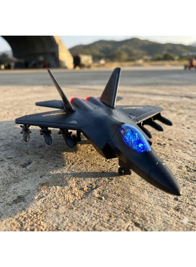 Die-Cast Stealth Fighter Jet Model with LED Cockpit Lighting, Authentic Military Design - Image 3
