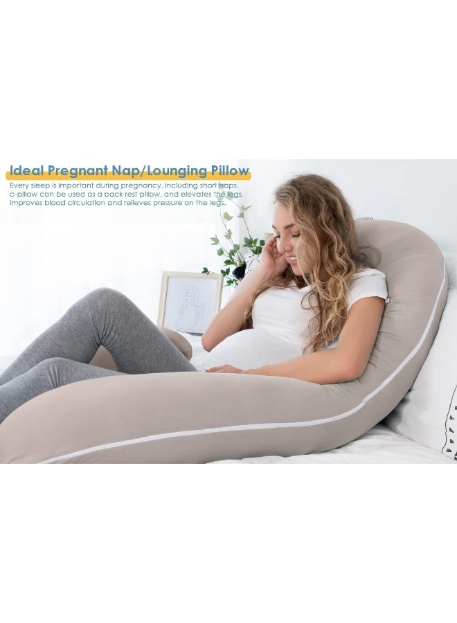 INSEN INSEN Pregnancy Pillow, Maternity Body Pillow for Pregnant Women, C Shaped Pillow with Jersey Body Pillow Cover - Image 5