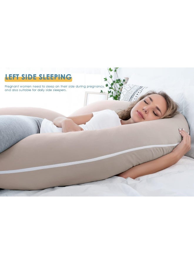 INSEN INSEN Pregnancy Pillow, Maternity Body Pillow for Pregnant Women, C Shaped Pillow with Jersey Body Pillow Cover - Image 4