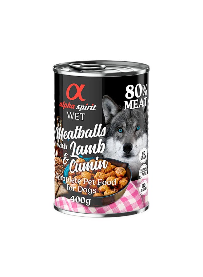 Alpha Spirit Gourmet Dog Food Meatballs Lamb & Cumin – 400g Pack