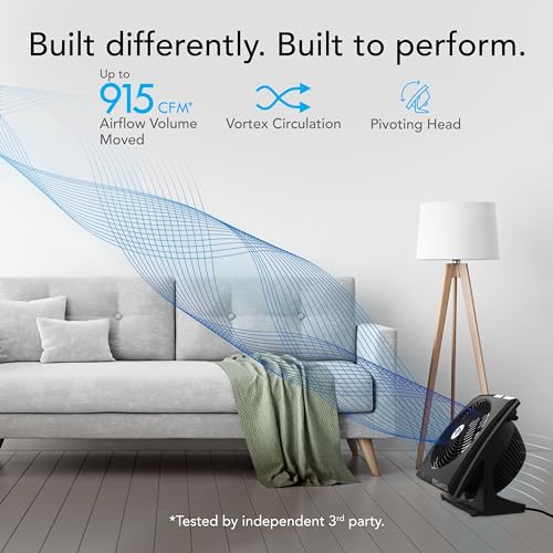 Vornado 673T Whole Room Air Circulator Fan with Pivoting Head, 3 Speed Settings, Adjustable Tilt, Manual Control, Signature Vortex Action, Deep Pitched Fan Blades, Powerful Airflow, Black - Image 2