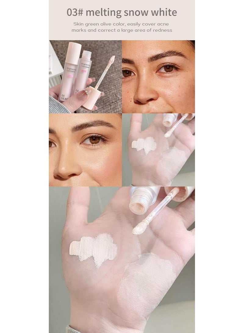 Gege Bear Brightening Concealer | Mousse Liquid Texture | Waterproof & Long-lasting Formula | Anti-Redness + Dark Circle Solution | Moisturizing Age Rewind Formula | Pastel-Correcting Shades | Smooth Natural Glow | Lightweight feel | Full Coverage Concealer for Women (03# Snow White, 3.8g) - Image 2