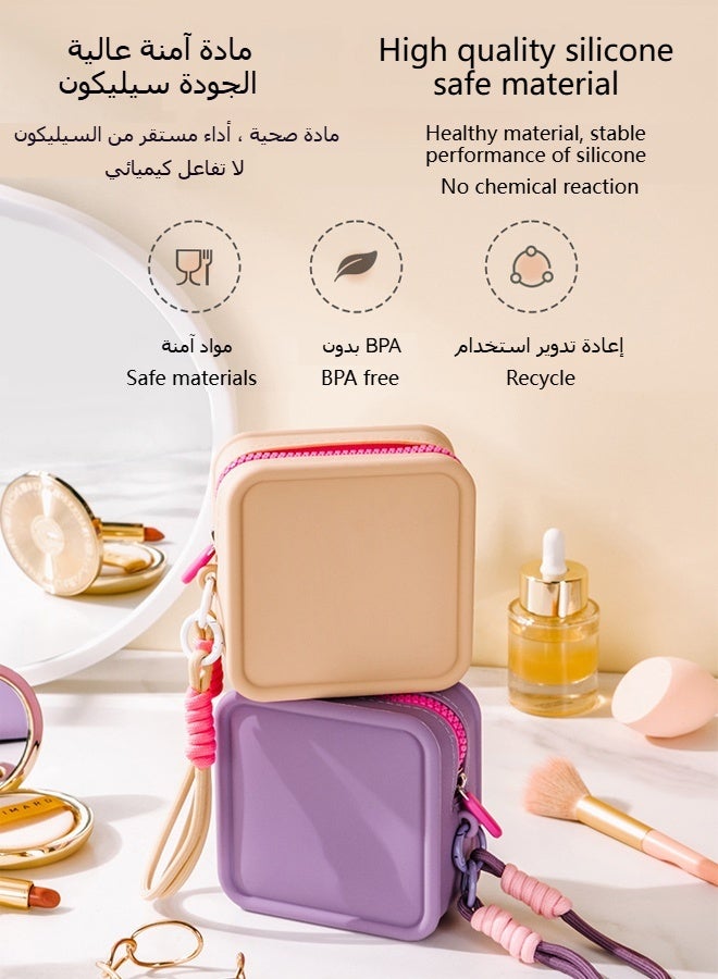 عام سيليكون حقيبة مستحضرات التجميل الصغيرة المال حقيبة ، حقيبة سفر مستحضرات التجميل الصغيرة سستة كيس ماء لطيف عملة المحفظة المحمولة حقيبة مستحضرات التجميل - Image 3