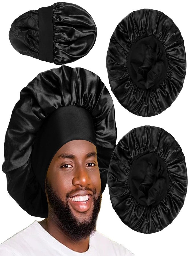 Heniho 2pcs Bonnets for Men, Double Layer Hair Bonnet Satin Bonnet for Women Curly Hair Braids, F - Image 1
