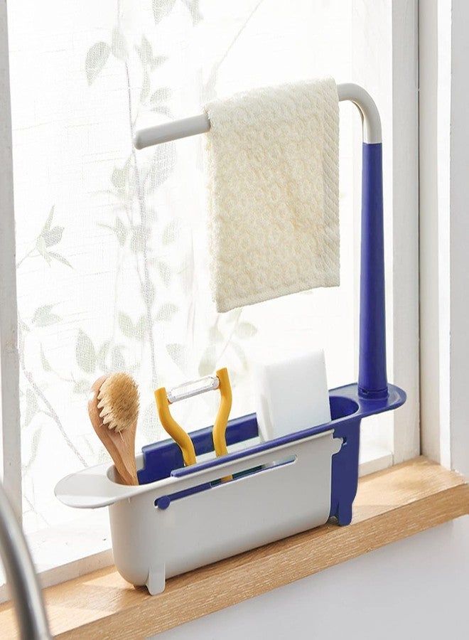 Dadhichi Zone Adjustable Sink Storage Organizer Box with Towel Rod, Drainage Basket for Kitchen Sponge, Brush, Soap, Cloth, Over Sink Rack Holder (Mulicolor). - Image 5