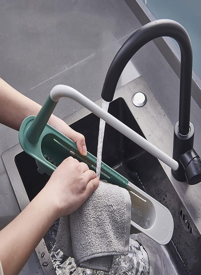 Dadhichi Zone Adjustable Sink Storage Organizer Box with Towel Rod, Drainage Basket for Kitchen Sponge, Brush, Soap, Cloth, Over Sink Rack Holder (Mulicolor). - Image 2