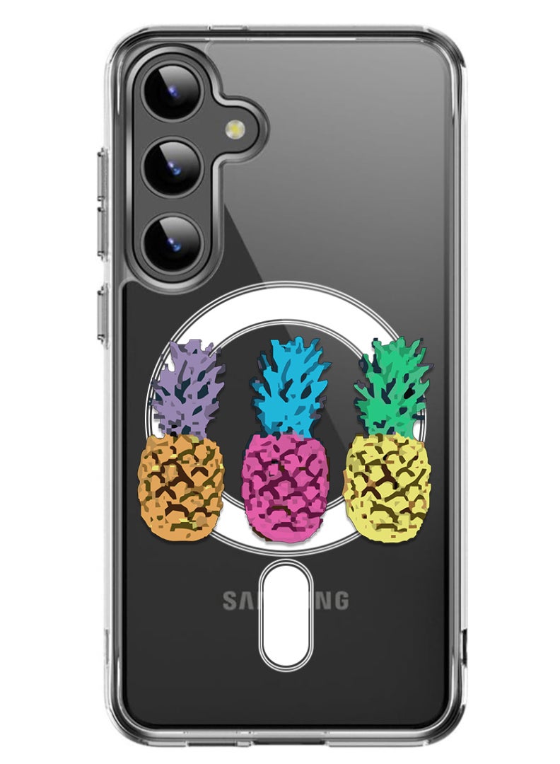 Theodor Magnetic Case for Samsung Galaxy S24 6.2-inch Compatible with MagSafe Wireless Charging, Shockproof Phone Bumper Cover pineapple - Image 1