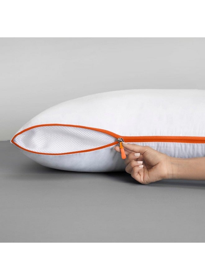 Sleepyhead Sleepyhead Microfiber Pillow with Height & Firmness Adjustable Zipper (White, 27x17 inches, Pack of 2) - Image 2