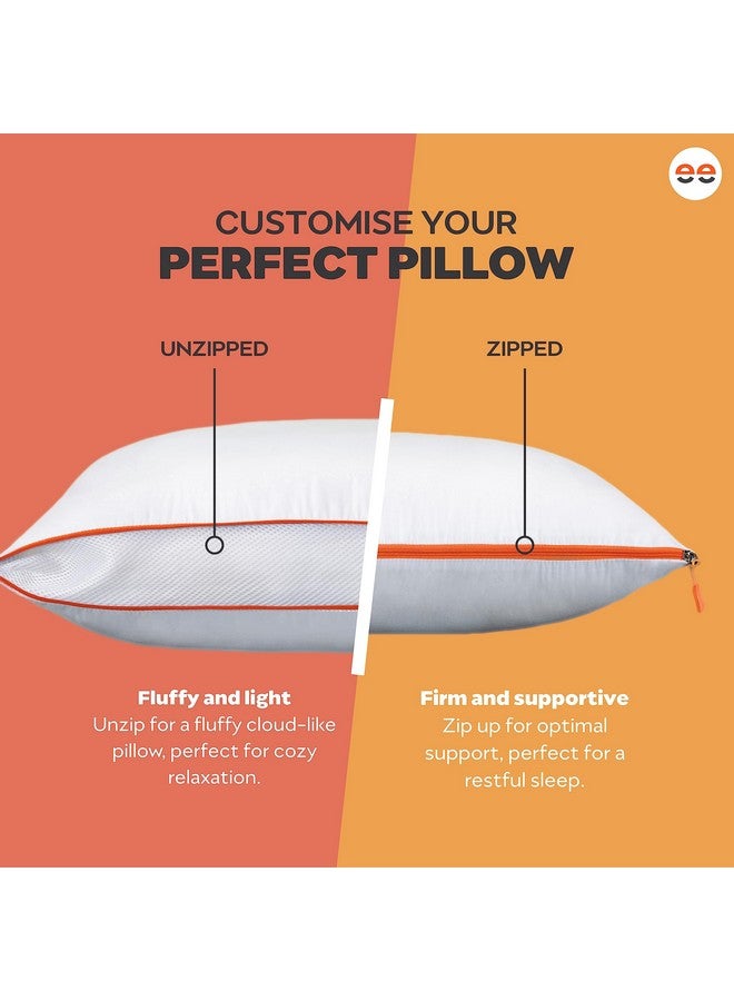 Sleepyhead Sleepyhead Microfiber Pillow with Height & Firmness Adjustable Zipper (White, 27x17 inches, Pack of 2) - Image 3