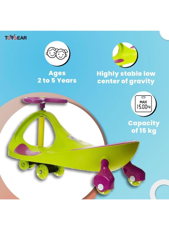 Top Gear TG‑9004 Baby Ride‑On Swing Car with LED Wheels – Green - Image 3