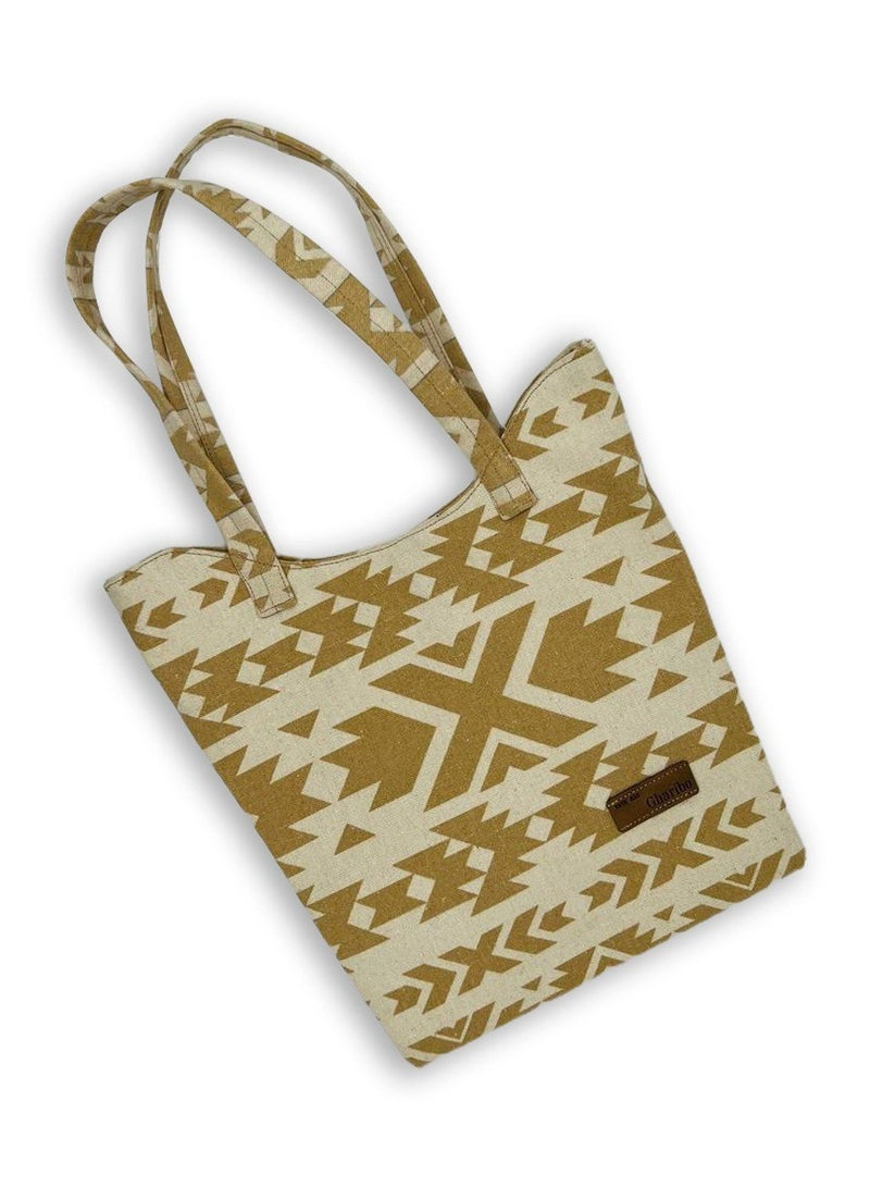 Gharibo Bags casual printed linen tote bag W230010C - Image 1