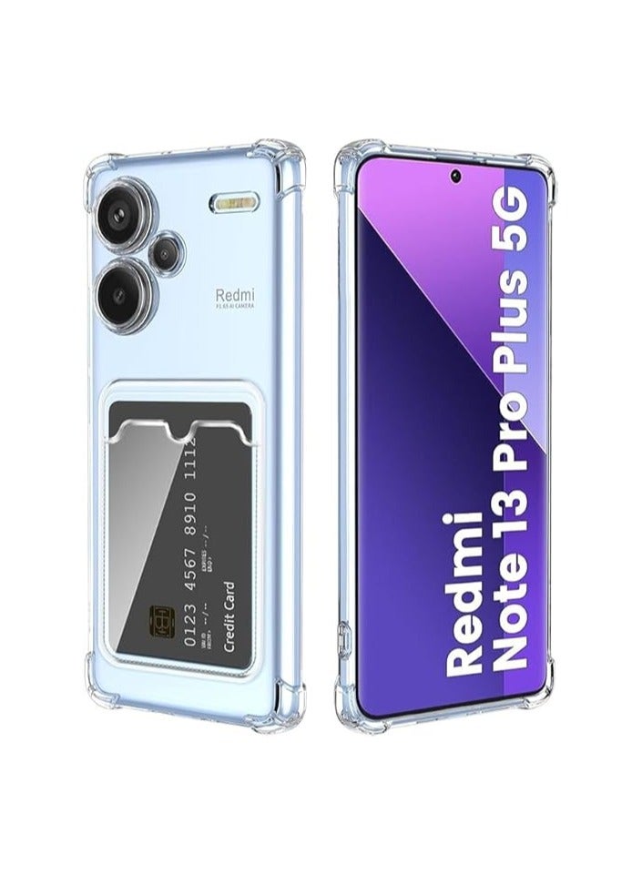 cover Xiaomi Redmi Note 13 Pro+ Plus 5G Case Clear Card Holder Back Wallet Crystal Transparent Soft TPU Shockproof Bumper Corner Drop Protection Phone Case Cover With Camera Lens Protection