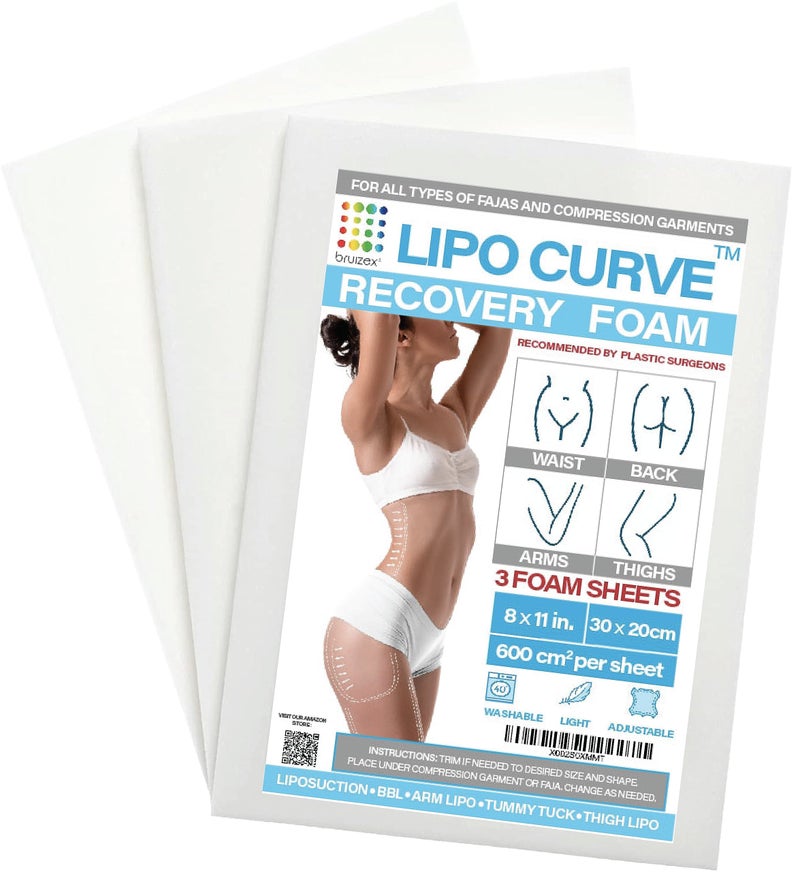 Bruizex Lipo Foam Post Surgery Pads Liposuction Recovery Foam Boards Compatable with Compression Garment Sheets Faja Abdominal Binder Waist Trainer Belly Wrap BBL Pillow 3Pack
