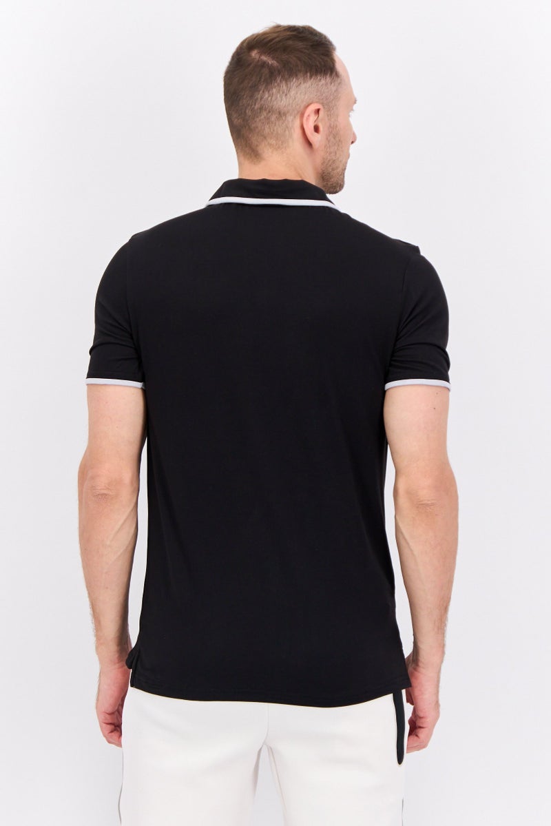 MOTION Men Sportswear Fit Short Sleeve Outdoor Polo, Black - Image 3