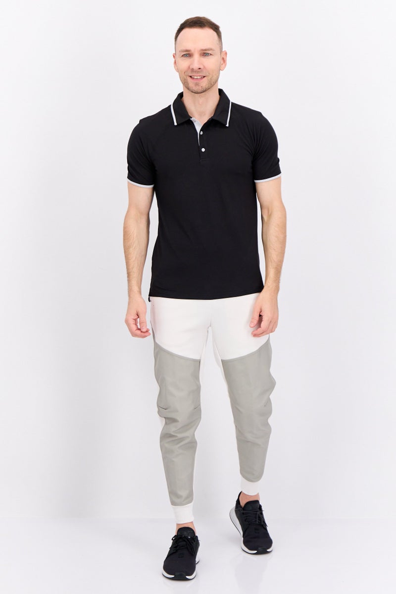 MOTION Men Sportswear Fit Short Sleeve Outdoor Polo, Black - Image 4