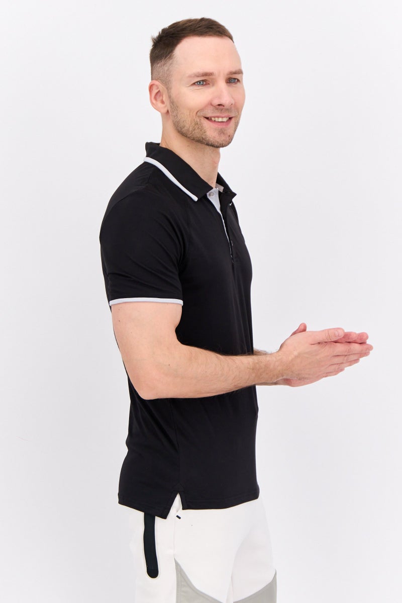 MOTION Men Sportswear Fit Short Sleeve Outdoor Polo, Black - Image 2