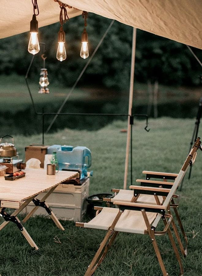 كرسي تخييم قابل للطي في الهواء الطلق خفيف الوزن قابل للحمل في الهواء الطلق للنزهات كرسي الشاطئ للتخييم والتنزه والنزهات والمناسبات الخارجية - Image 4