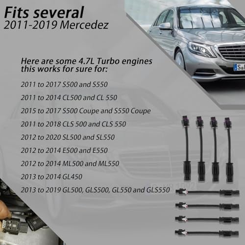 XTPTFABS 8PCS 3PIN & 2PIN Harness Extension Kit/Camshaft Position Sensor Connector Plug Wiring Harness Compatible with 2011-2020 Mercedes Benz 4.7L M278 Engine Vehicles - Image 3