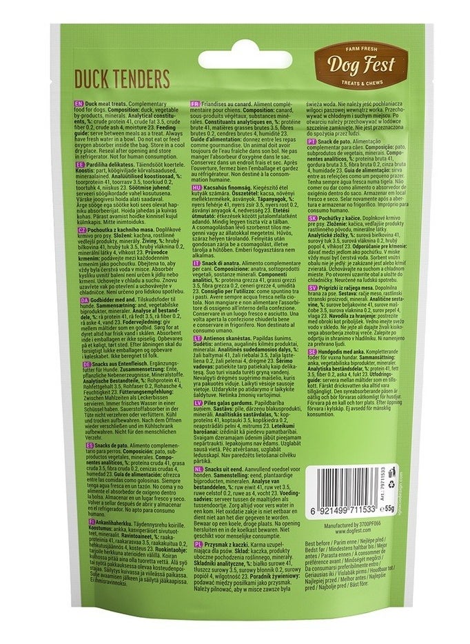 Dog Fest - Dog Fest Duck tenders for mini-dogs - 55g -1.94oz - Image 1