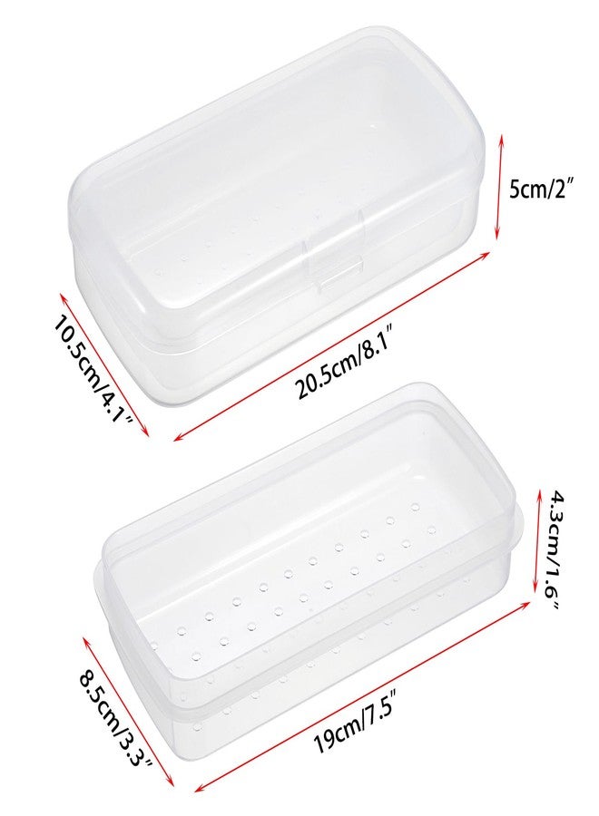 JUXYES Plastic Sterilizing Tray for Nail Art Accessories Tools, Portable Nail Art Tool Sterilizer Tray with Strainer, Fully Transparent Storage Box Organizer for Tweezer, Manicure Tools - Image 2