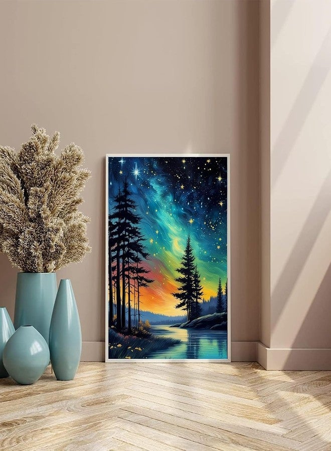 TREXEE Starry Sky Paint by Numbers Kit for Adults & Kids -Starry Night DIY Paint by Number on Canvas Without Frame,DIY Abstract Landscape Oil Painting for Gift Home Wall Decor DIY Oil Acrylic PNB(16x20inch)(without frame) - Image 4