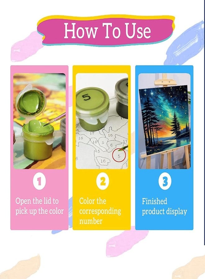 TREXEE Starry Sky Paint by Numbers Kit for Adults & Kids -Starry Night DIY Paint by Number on Canvas Without Frame,DIY Abstract Landscape Oil Painting for Gift Home Wall Decor DIY Oil Acrylic PNB(16x20inch)(without frame) - Image 3