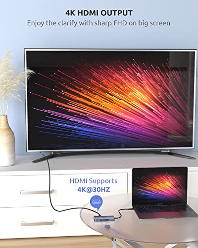 SUTOUG USB C Hub, Docking Station, SUTOUG 6-in-1 USB C Adapter, 4K HDMI Multiport Dongle, with VGA Ports, 2 USB 2.0 Ports, SD/TF Card Reader, Compatible with Laptop, MacBook Pro, and More Type C Devices - Image 2