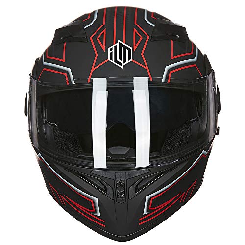 ILM Motorcycle Dual Visor Flip up Modular Full Face Helmet DOT 6 Colors Model 902 (L, Black RED) - Image 5