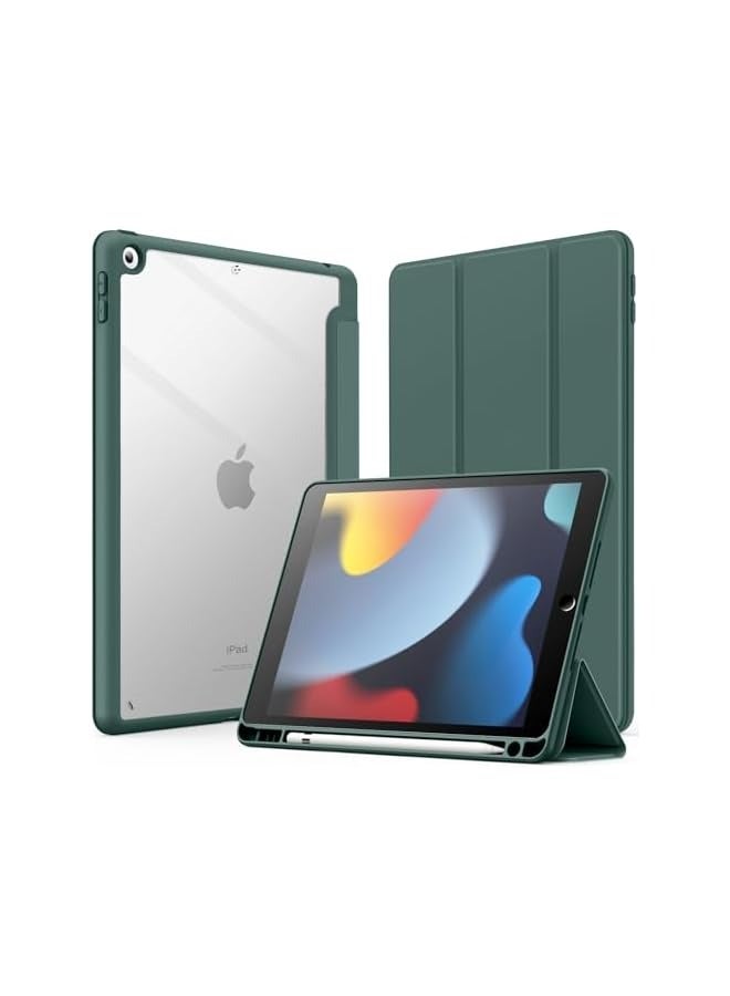 Jetech Case for iPad 10.2-Inch (9th/8th/7th Generation, 2021/2020/2019) with Pencil Holder, Clear Transparent Back Shell Slim Stand Shockproof Tablet Cover, Auto Wake/Sleep (Misty Blue) - Image 1