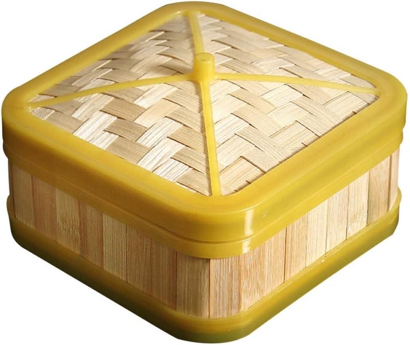 Steamer Basket Set 6 Inch Square with Lid Natural Food Steamer for Dumplings Bao Buns Dim Sum Cooking for Vegetables Meat Seafood - Image 1