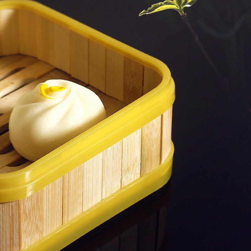 Steamer Basket Set 6 Inch Square with Lid Natural Food Steamer for Dumplings Bao Buns Dim Sum Cooking for Vegetables Meat Seafood - Image 4