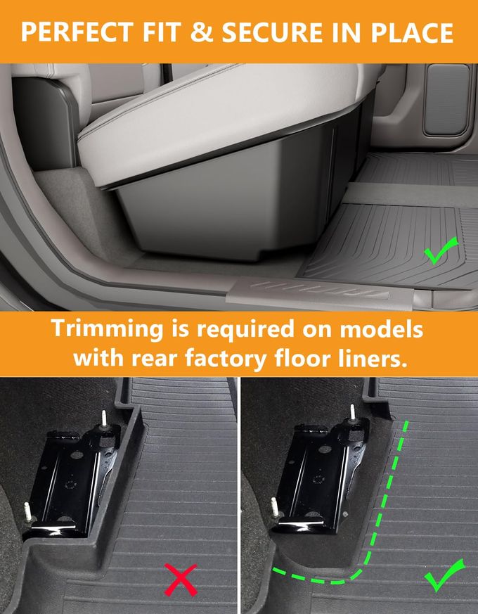 KINGGERI Under Seat Storage Boxes Compatible With 2019-2026 Chevy Chevrolet Silverado 1500/Gmc Sierra 1500, 2020-2026 Silverado/Sierra 2500Hd/3500Hd | Double & Crew Cab Rear Underseat Organizer Box - Image 3