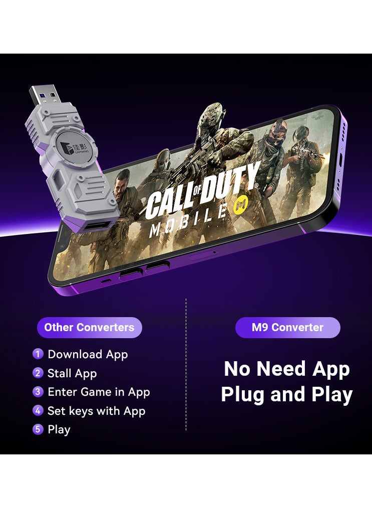 M9 5 in 1 mobile gaming keyboard and mouse combo pack for Android iOS most of the games, no APP mapping plug and play, wired and bluetooth dual mode, also support office mode - Image 5