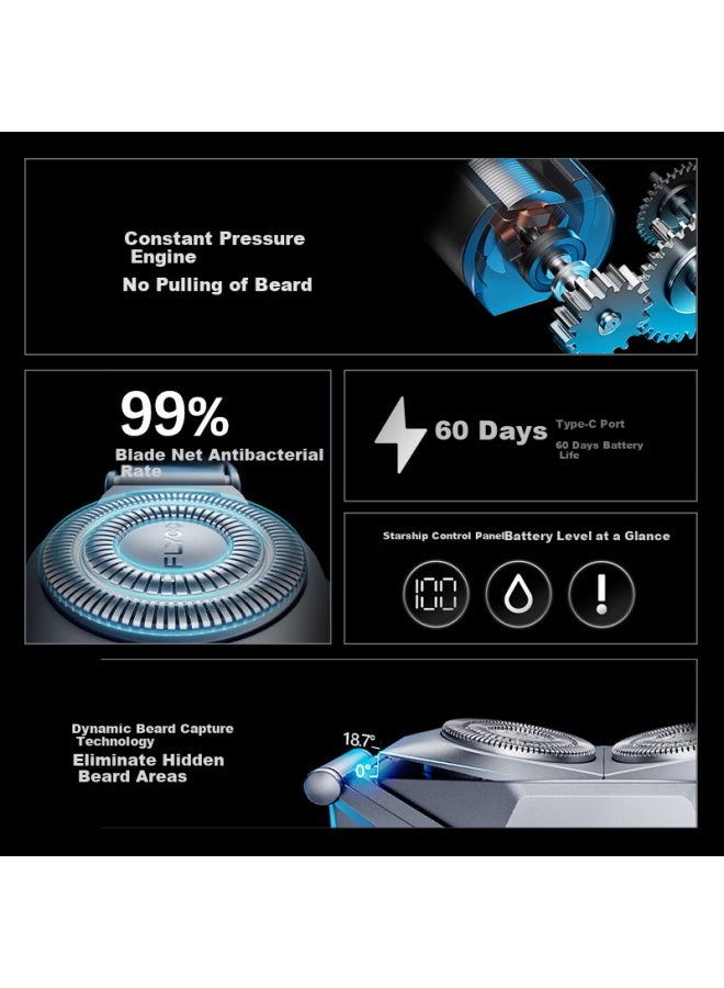 Flyco Men's Electric Shaver Razor Fast Charging Portable Gift For Boyfriend Husband Father X1 Star Silver (recommended By Yibo)