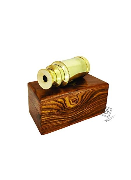 NORVILLE NORVILLE Handmade Brass Mini Telescope with Wooden Box Nautical Collectible Gift  - Image 4
