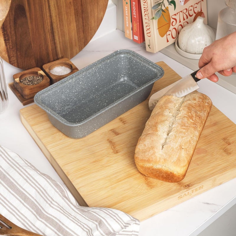 Salter BW02776G Non-Stick Loaf Baking Pan, Marblestone Collection, Perfect for Bread, Malt Loaf & Cakes, Oven Safe Up to 220°C/Gas Mark 7, Easy to Clean, Strong and Durable, Carbon Steel, Grey, 27 cm - Image 2