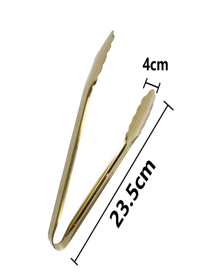 Septe Stainless Steel Gold Serving Tongs Gold Kitchen Utensils Buffet Serving Utensils Salad Tongs,2 Pack(9.5 Inch) - Image 2