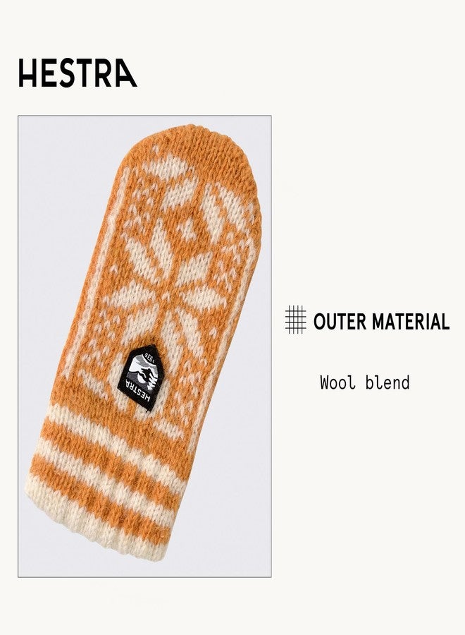 Hestra Child's Nordic Mitt (Child 0-4yrs) I Wool Mitten for Winter Weather - Mustard/Offwhite - 3 - Image 3
