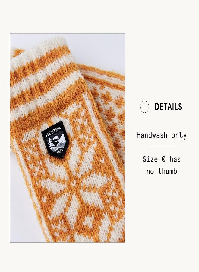 Hestra Child's Nordic Mitt (Child 0-4yrs) I Wool Mitten for Winter Weather - Mustard/Offwhite - 3 - Image 4