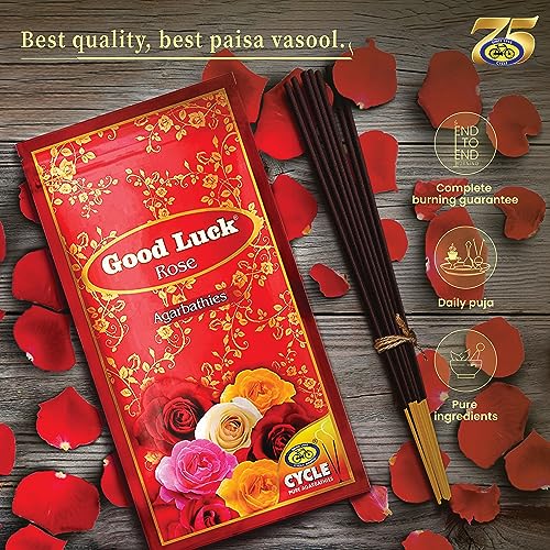Cycle Pure Agarbatti GoodLuck Rose Incense Sticks - Rose Fragrance - for Daily Puja, Rituals, Yoga, Meditation – Pack of 3 (250 gm per Pouch) - Image 2